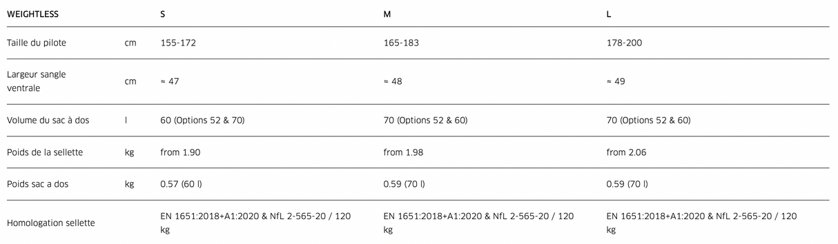 Sellette cocon Advance WEIGHTLESS