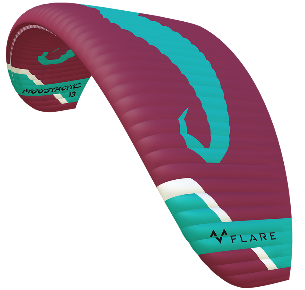 Flare Moustache 2 – Parakite 15m Burgundy (Mauve et verte) - Démo