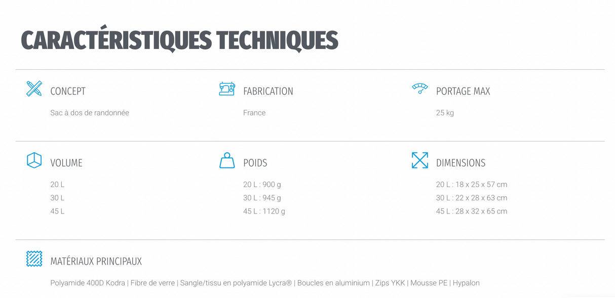 Sac à dos technique HIKE femme NEO 20 / 30 / 45 l